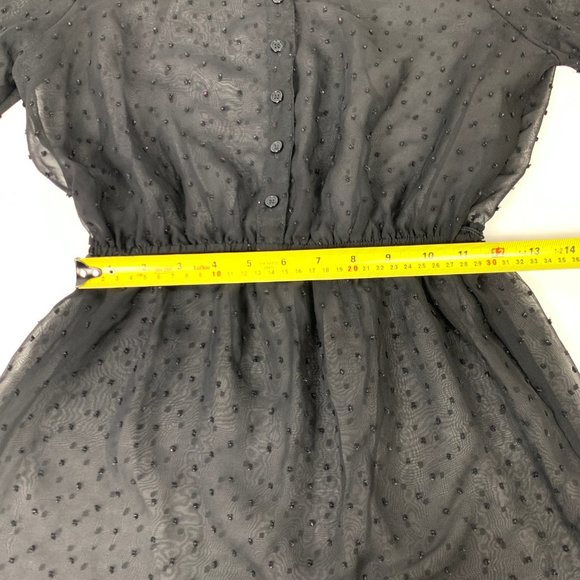 3/$25 Mossimo Sheer Black Mesh Peplum Blouse XS - Picture 6 of 8